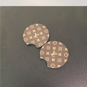 LV HANDMADE Brown and Tan Monogram Car Coasters